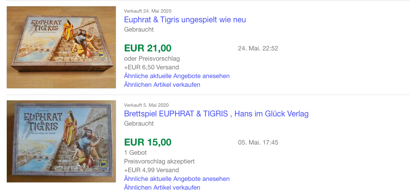 eBay Brettspiel Euphrat & Tigris - Verkaufte Artikel