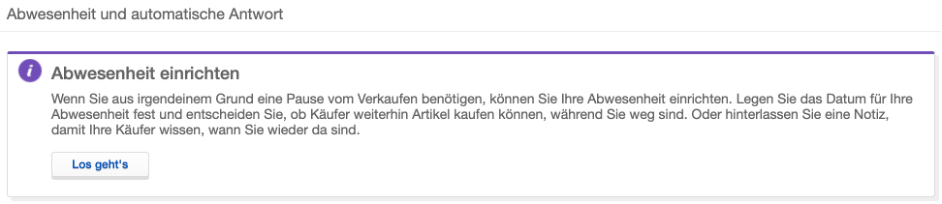 Ebay Abwesenheit einrichten